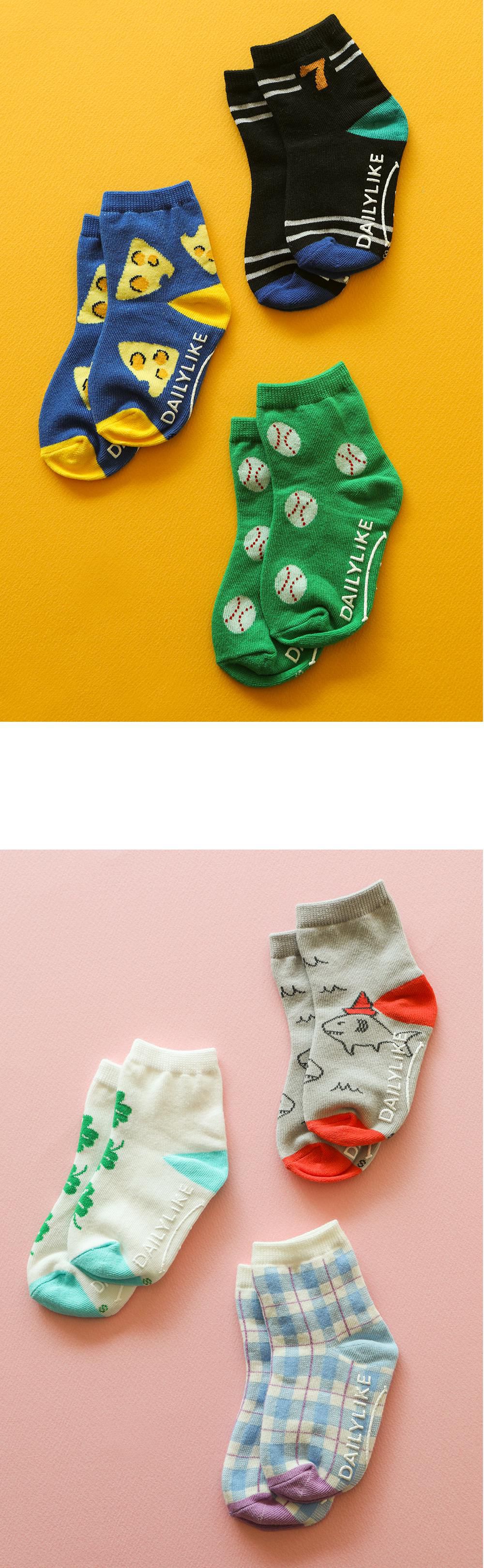 韓國 Daily Like - 兒童襪子/中筒襪6入組-5