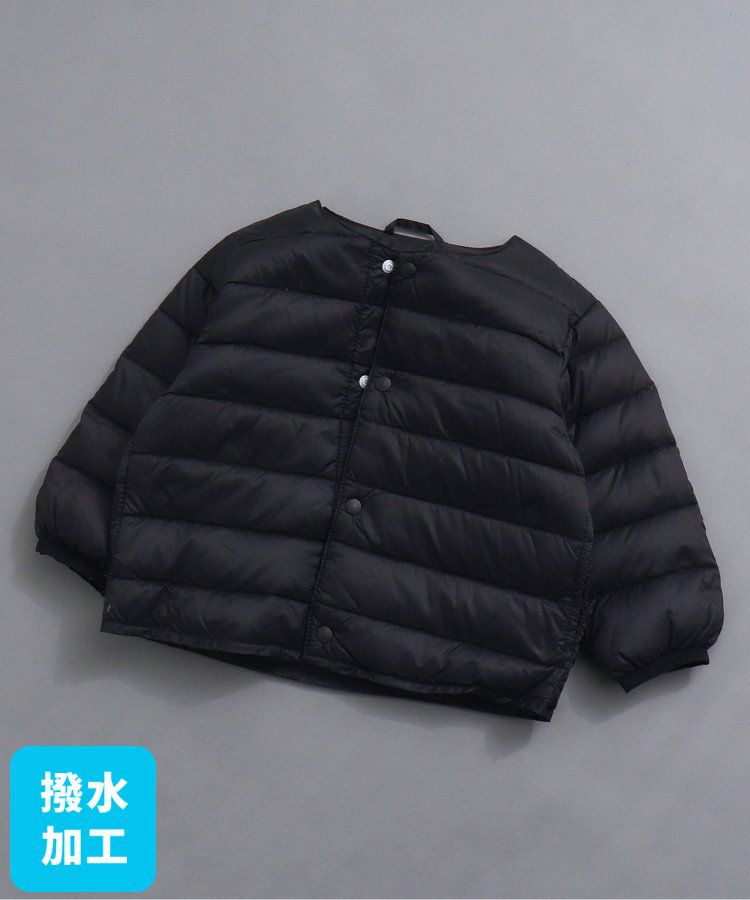 日本 BREEZE - 潑水加工 百搭素色圓領羽絨外套-黑