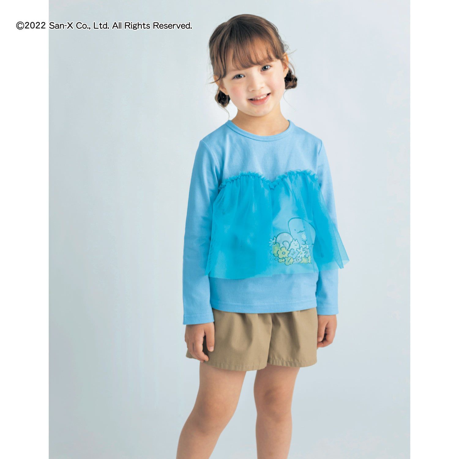 日本千趣會 - 角落生物印花長T-蜥蜴-水藍