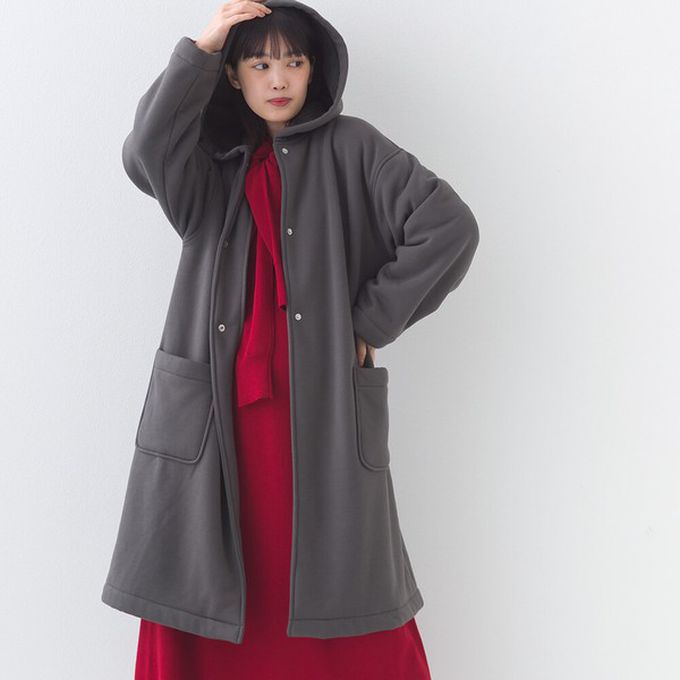 日本 OMNES - 溫暖內抓絨休閒長版連帽外套-象牙