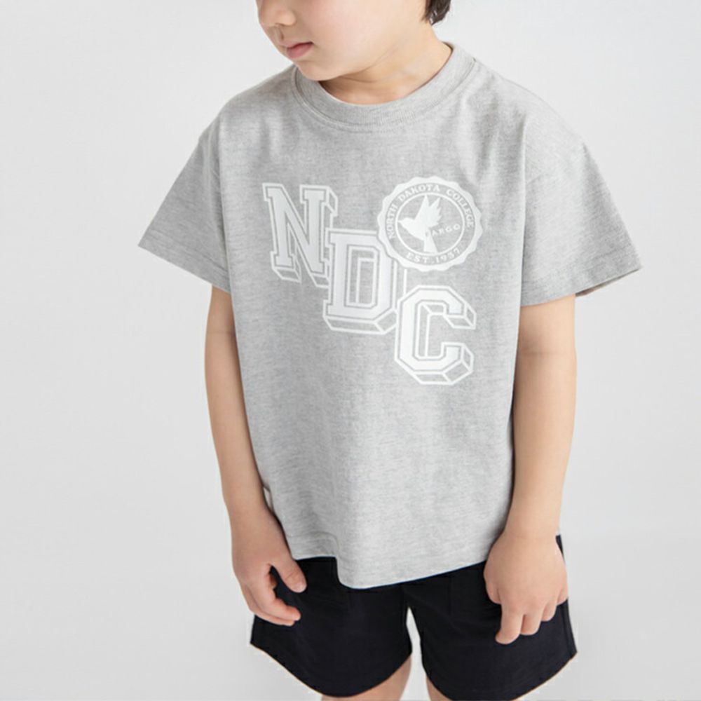 舒適棉印花短袖上衣-NDC-淺灰