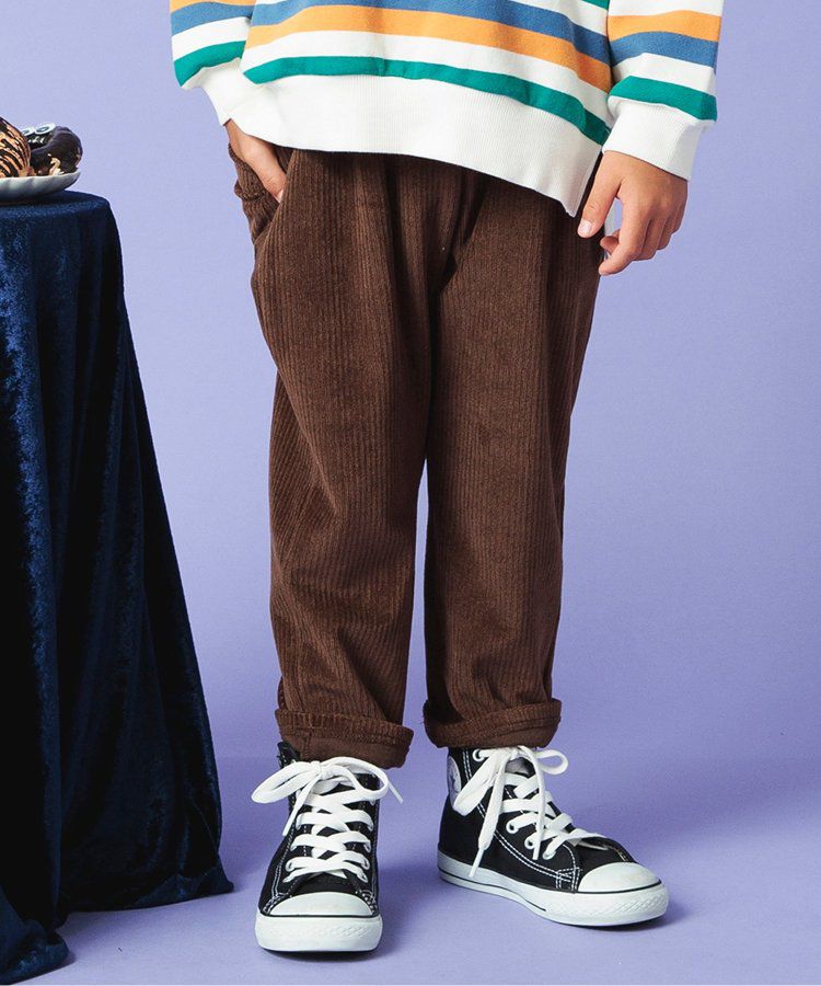 日本 BREEZE - 素色羅紋休閒長褲-象牙白