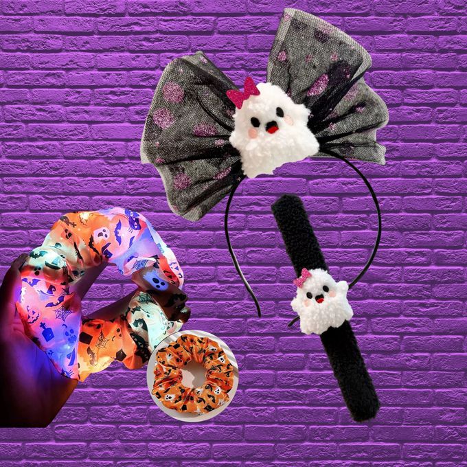 萬聖節立體造型髮箍+啪啪手環＋發光髮圈