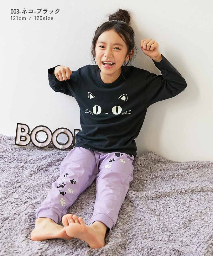 日本 devirock - 萬聖節 夜光純棉造型套裝／家居服-骷髏頭-黑