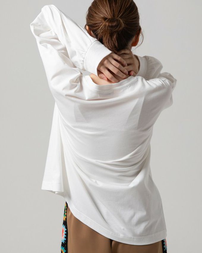 日本 gleam - 甜蜜刺繡印花休閒寬版長袖T恤-白