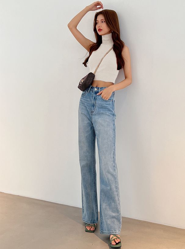 日本 GRL - 顯瘦高領針織背心/無袖上衣-春櫻粉