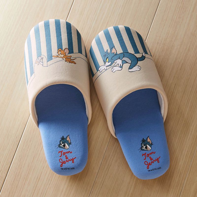 日本千趣會 - 湯姆貓與傑利鼠 鞋底防噪音室內拖鞋-橘 (M(23-25cm))