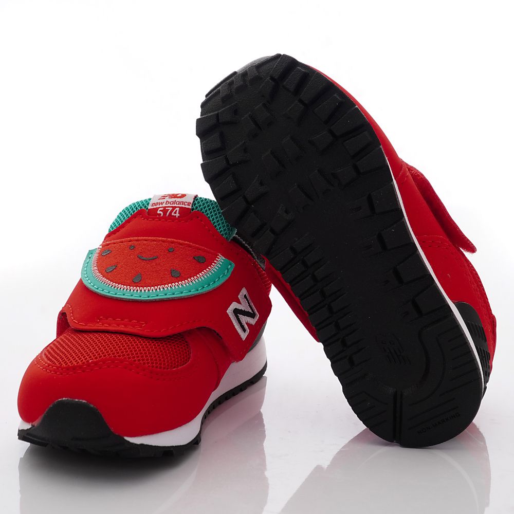New Balance - 復古透氣慢跑西瓜鞋款574FRR系列(小童段)-紅