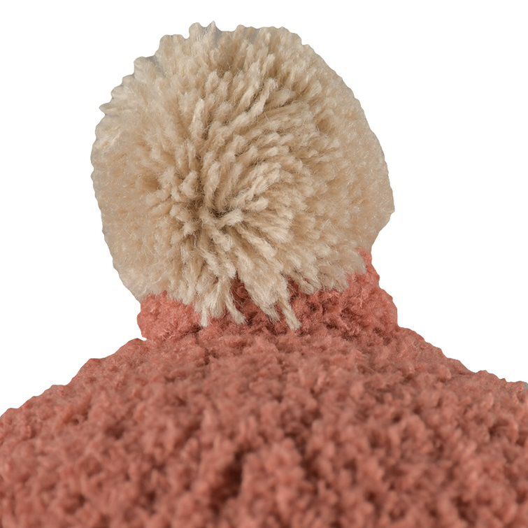 akachan honpo - 毛茸茸毛球針織帽-紅色