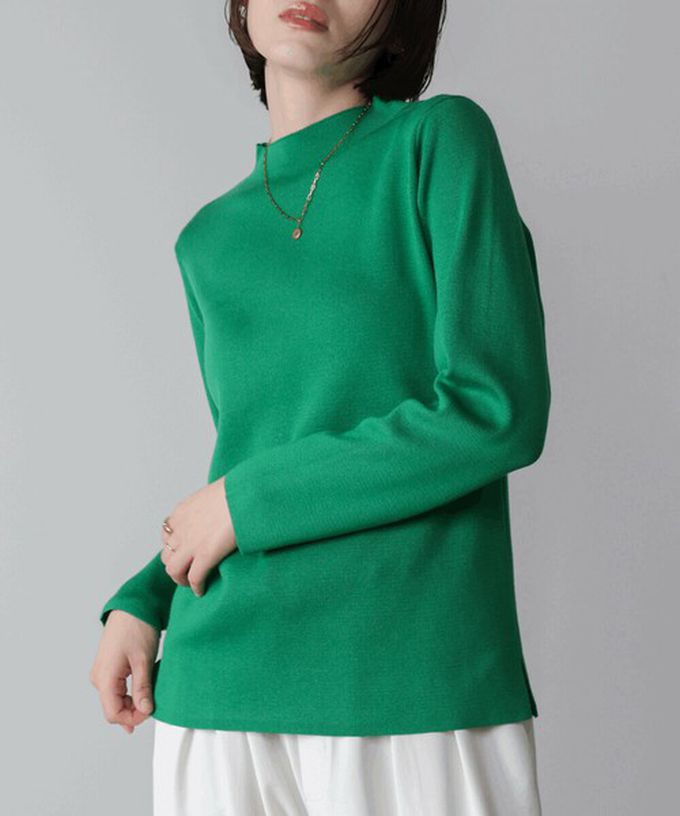 日本 Bab - 俐落感簡潔小立領針織上衣-白底條紋