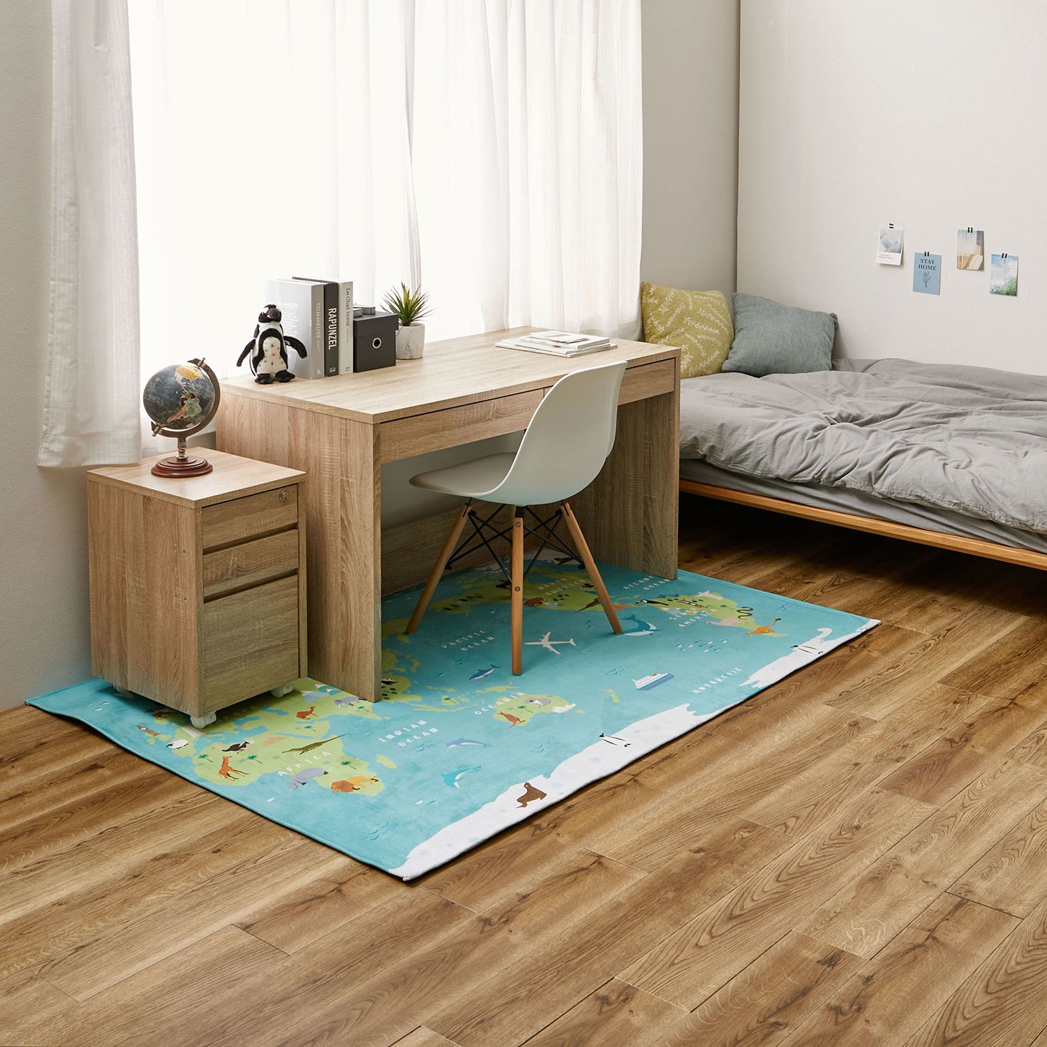 日本千趣會 - 邊學邊玩！可機洗細絨兒童地毯-水族館 (120×180cm)