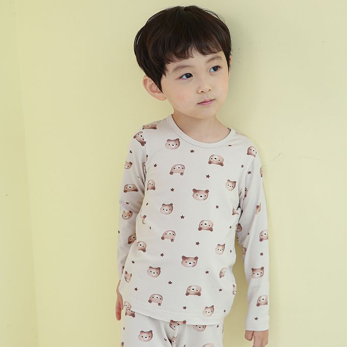 正韓 Cogibu - 極舒適無螢光劑幼兒/兒童 AERO WARM 有機發熱衣睡衣/家居服套裝組-熊寶貝