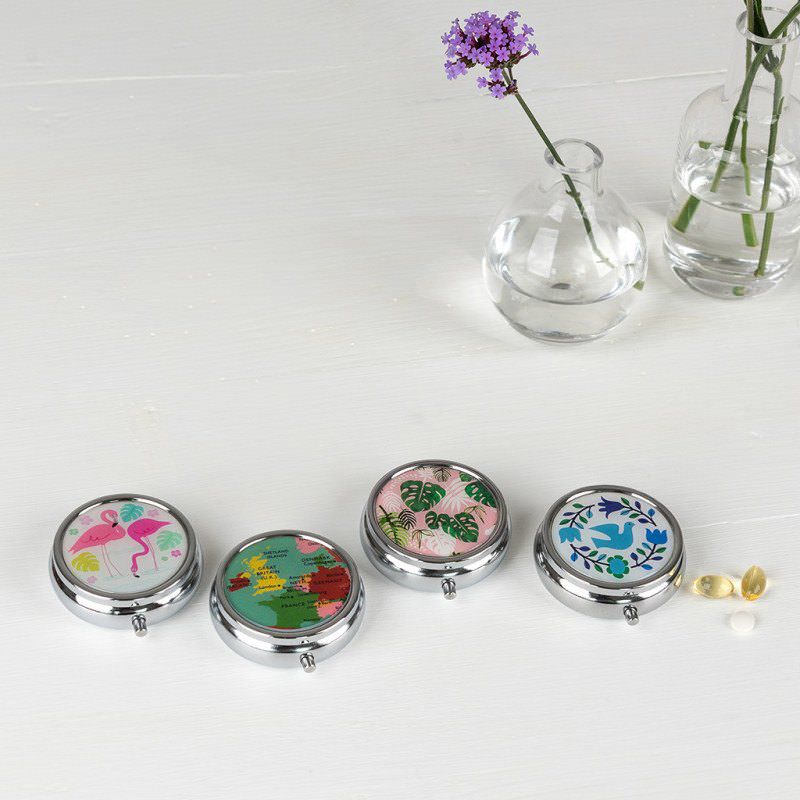 英國 Rex London - 三格藥盒(含鏡子)-火烈鳥