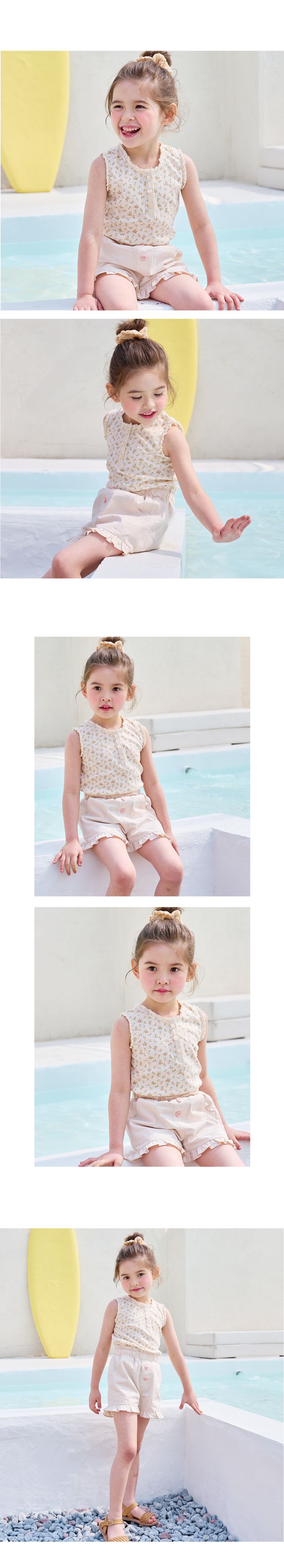 韓國 Bebezoo - 滿版小花無袖背心上衣-藍花