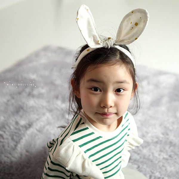 韓國 Mini Dressing - 時尚可愛兔子耳朵造型髮帶-黑白點點 (單一尺寸)