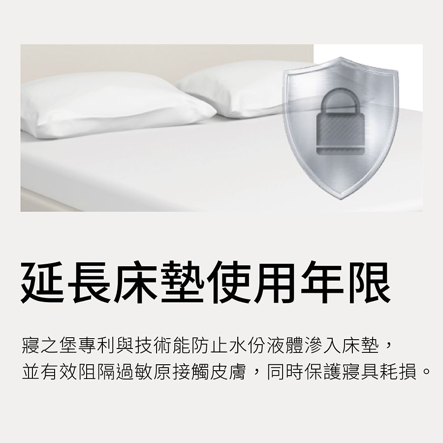 美國寢之堡 - 極細纖維床包式防水防螨保潔墊-白 (雙人-152x190x45cm)