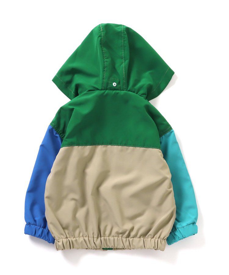 日本 BREEZE - 潑水加工 繽紛連帽防風外套-萊姆