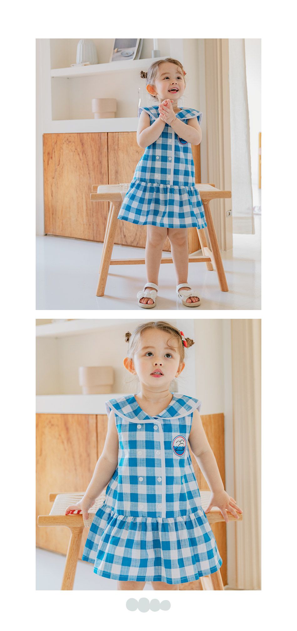 韓國 Bebezoo - 鯨魚格子水手領洋裝