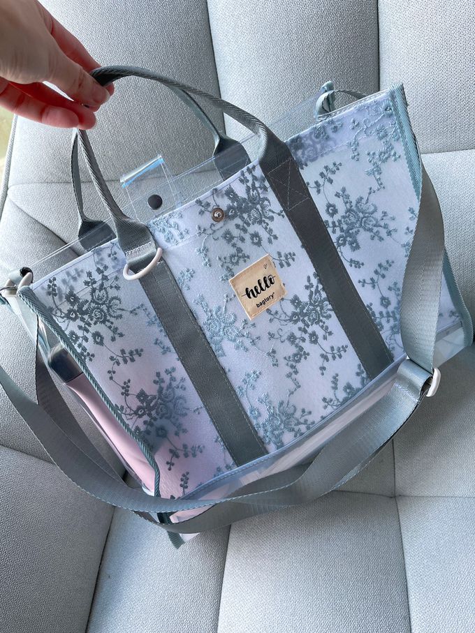 香港百寶袋王 Bagtory HK - 2023限量特別版蕾絲款手挽袋-時尚灰蕾絲