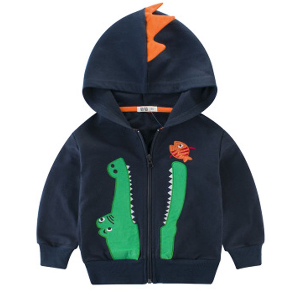 27KIDS - 童趣風連帽外套-藏藍小鱷魚