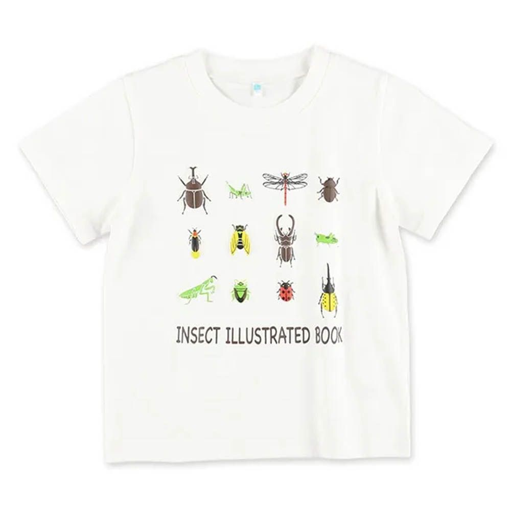 彩色立體印花短袖上衣-昆蟲-白
