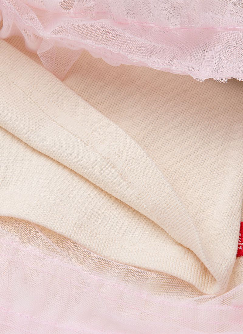 韓國 OZKIZ - 星星柔彩網紗拼接洋裝-奶油米