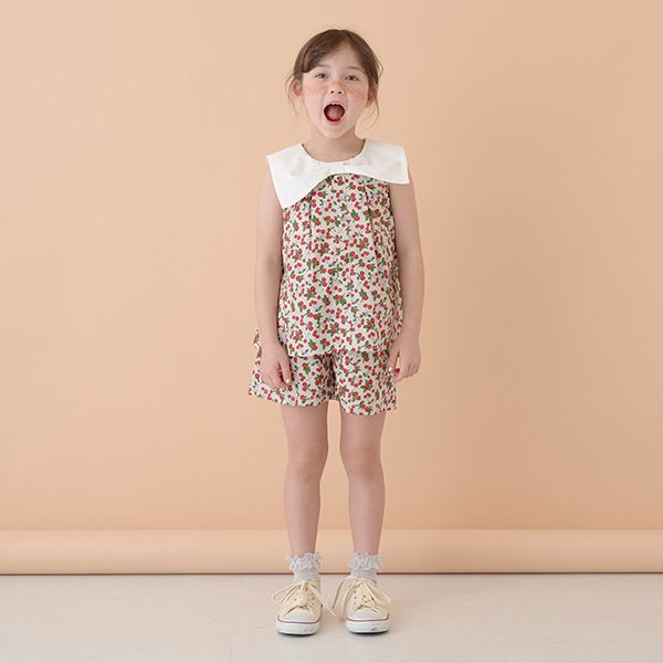 日本 Lycee mine - 可愛水手領無袖上衣-格子-粉紅