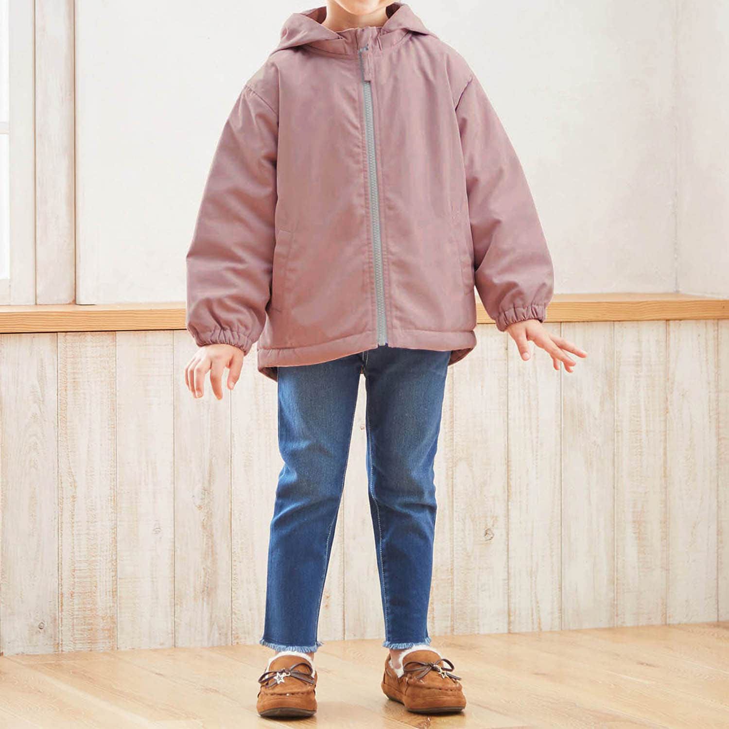 日本千趣會 - 毛茸茸內裡溫暖連帽外套-煙燻粉