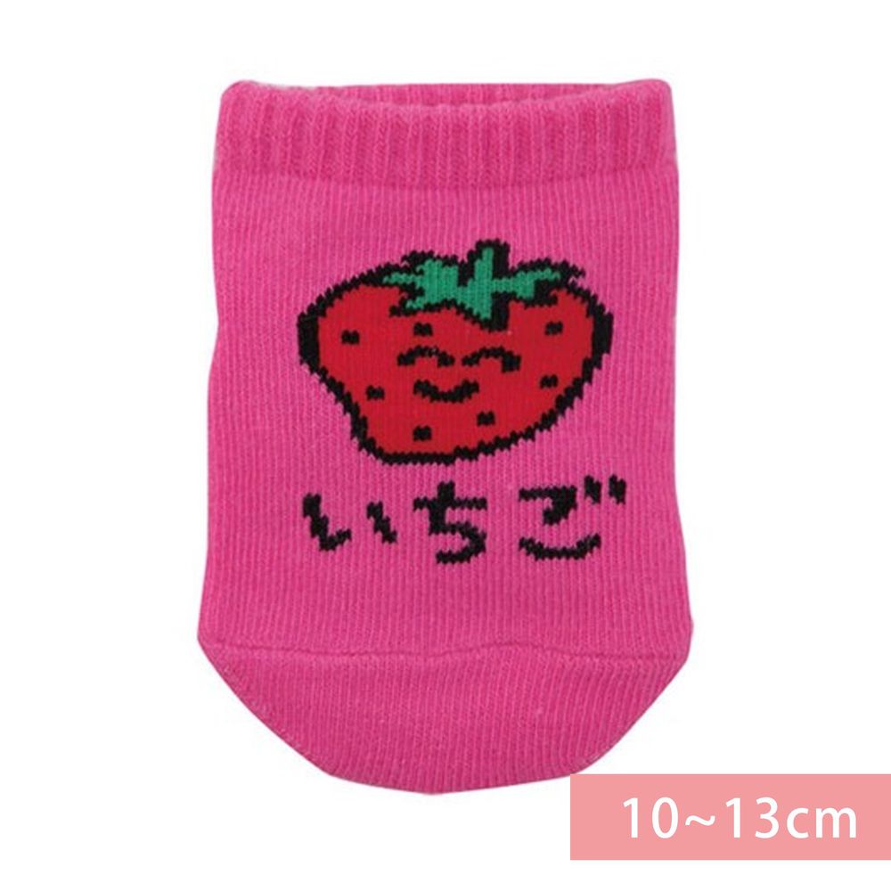 日本 OKUTANI - 童趣日文插畫短襪-草莓-粉 (10-13cm(1-3y))