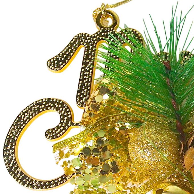 MODACore 摩達客 - 摩達客台製精緻6吋聖誕快樂英文字牌雙鐘吊飾-燦金系（歐美外銷人氣品）