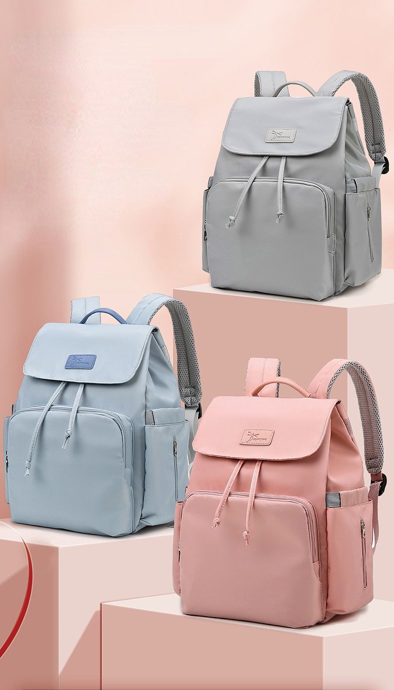 時尚多功能乾濕分離媽媽包/後背包-抽繩款-黑色 (40x34x19cm)