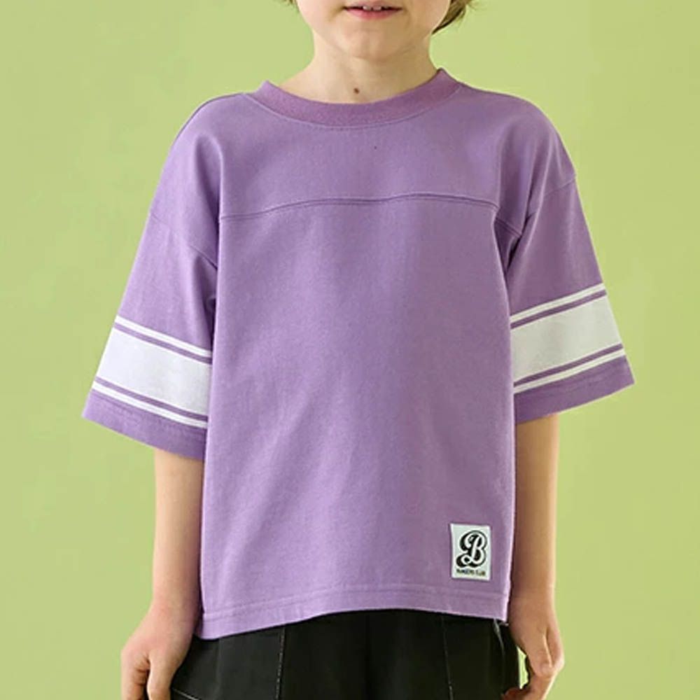 正反都OK 落肩線條短袖上衣-紫