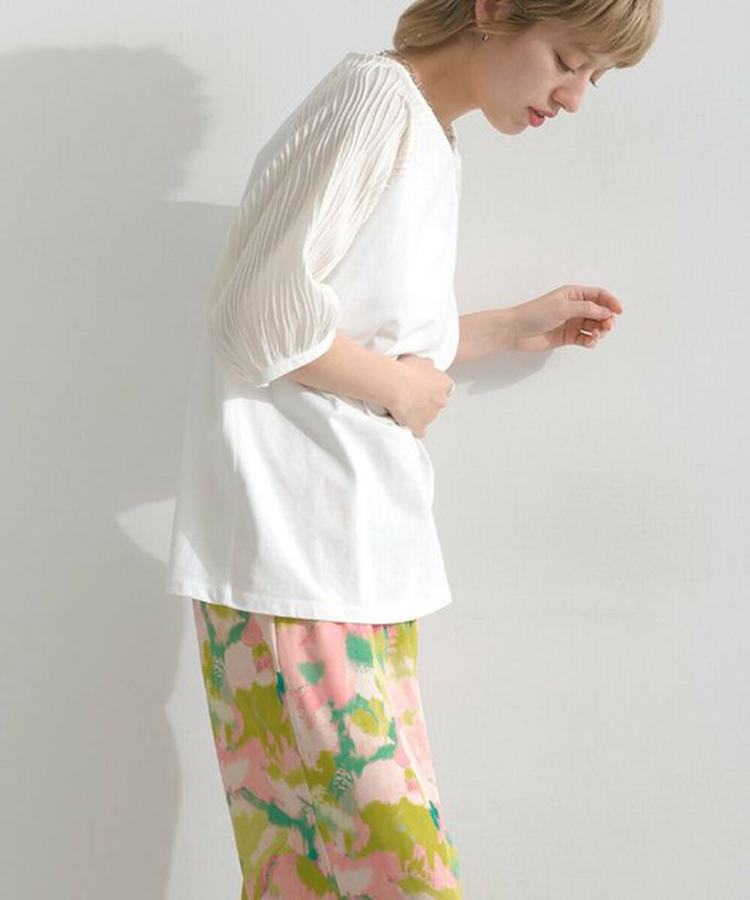 日本 le colis - 優雅立體感波浪五分袖上衣-黑