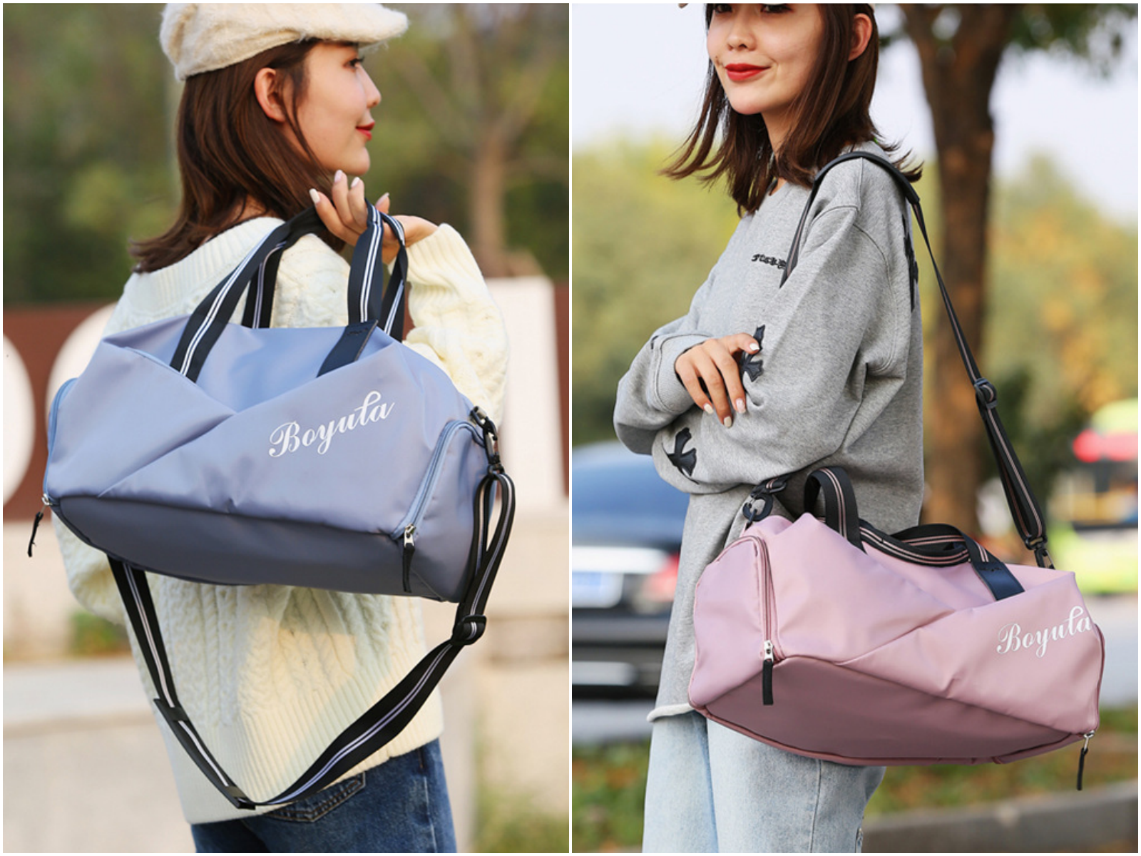 時尚乾濕分離2way包-可置鞋-胭脂紅