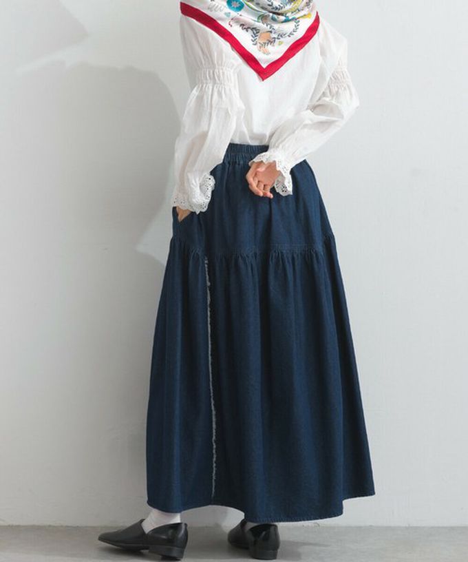 日本 Lupilien - 厚磅立體感線條澎澎長裙(附口袋)-焦糖棕