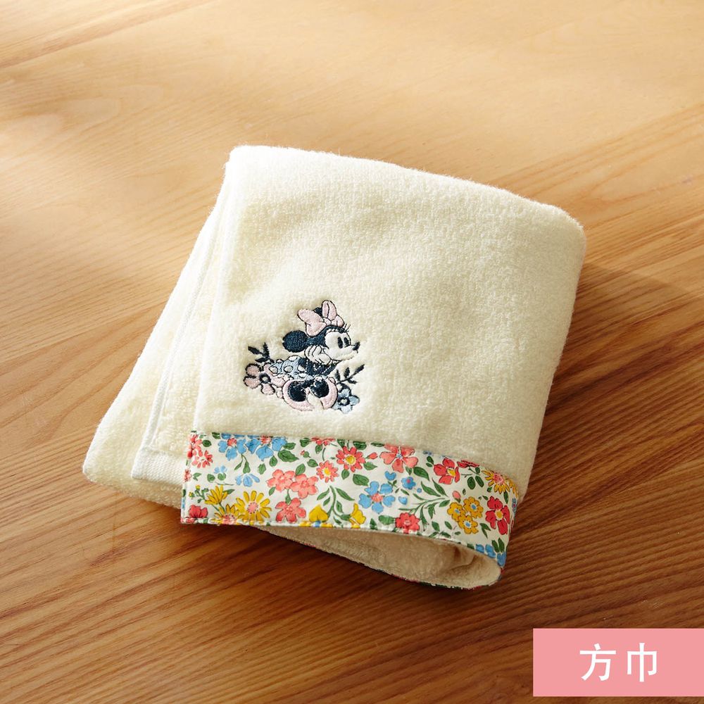日本千趣會 - 迪士尼 純棉角色刺繡拼接方巾-米妮 (34x35cm)