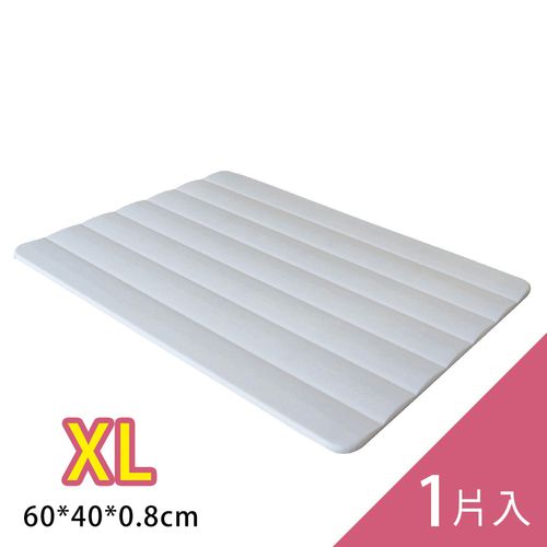 台灣製波浪人體工學珪藻土吸水地墊/ 1入組-白 (XL)-60x40x0.8cm