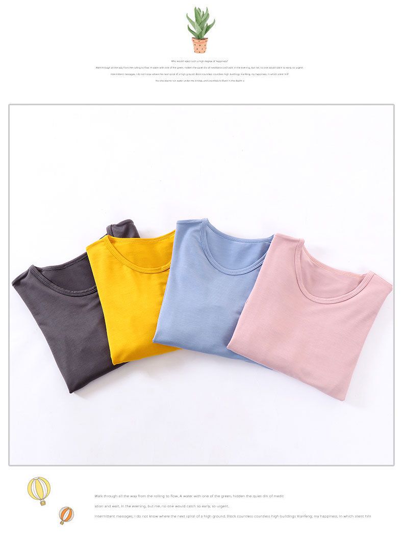 MAMDADKIDS - 素色透氣七分袖套裝/家居服-藕粉色