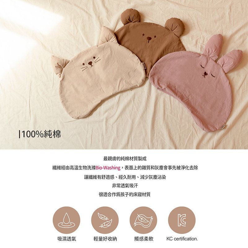 正韓Hello HiZoo - 純手工製動物造型純棉柔感兒童枕/防蟎枕/透氣枕/健康枕-Hi Cat貓貓
