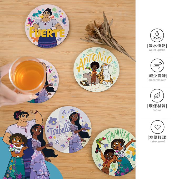 收納王妃 - 迪士尼 Disney 魔法滿屋【花語】 珪藻土軟式吸水杯墊-二入組10X10X0.5CM