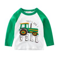 27KIDS - 純棉長袖上衣-農村牽引車-綠色