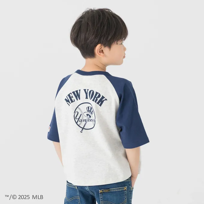 日本 Chil2 - MLB 撞色風短袖上衣-洛杉磯道奇-黑x白