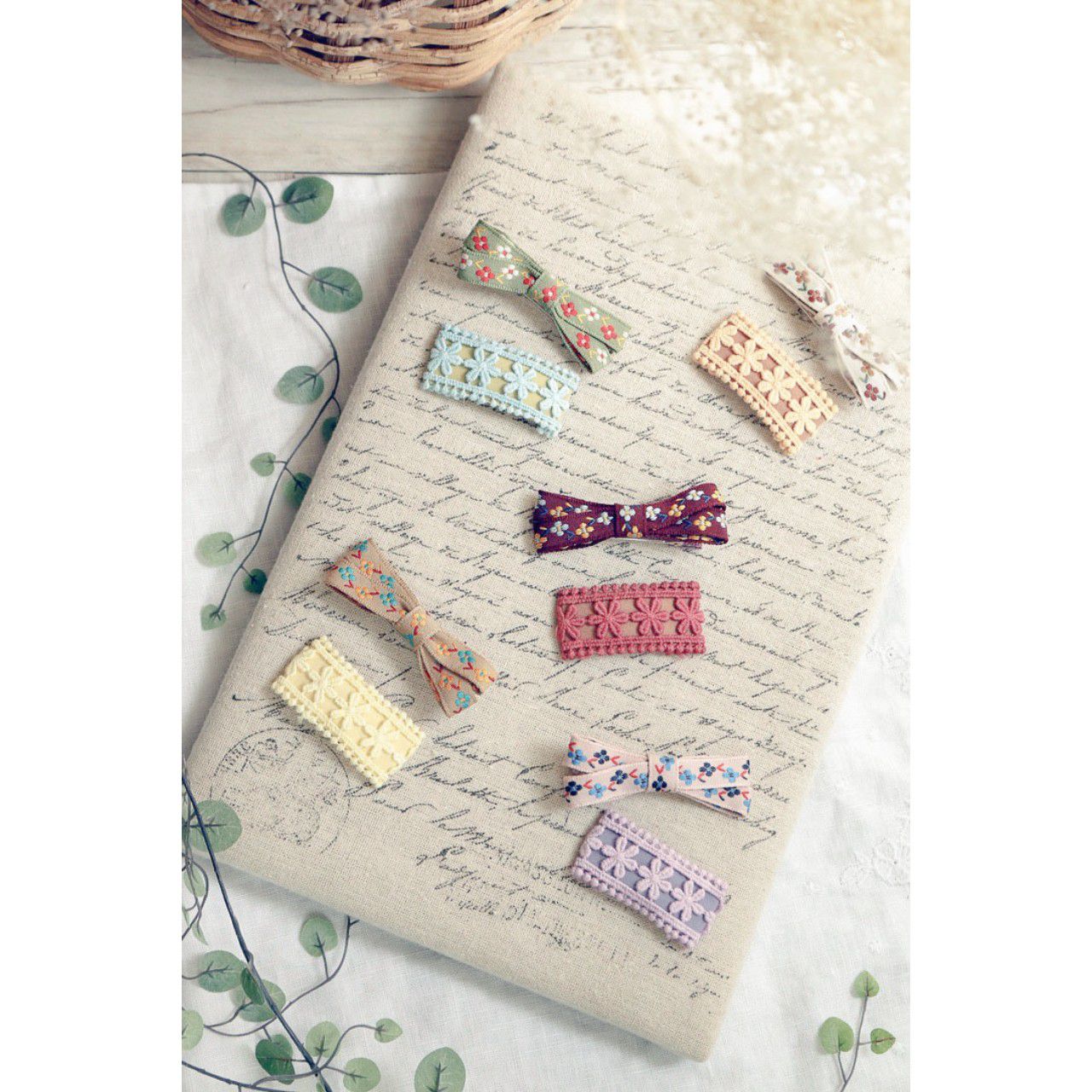 日本 Catherine Cottage - 蕾絲花朵配色可愛髮夾(2入組)-藍綠系