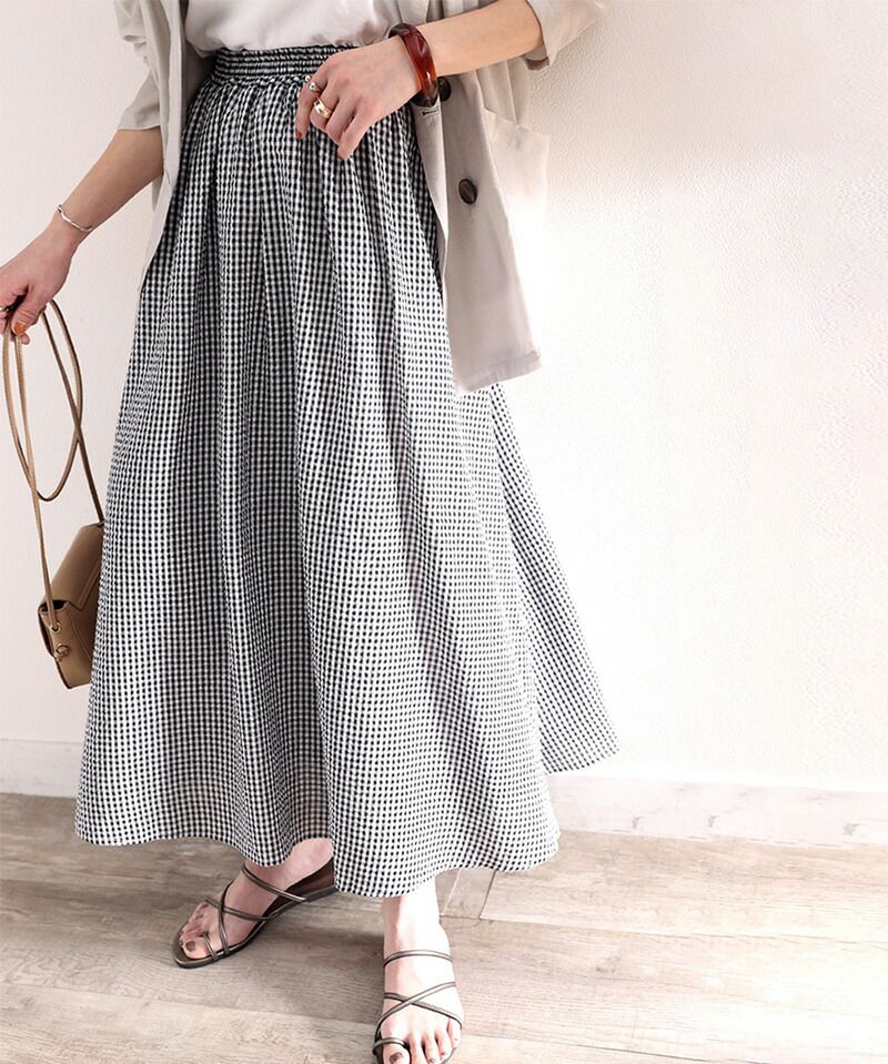 日本 Classical Elf - 春日休閒百搭長裙-直條紋-水藍