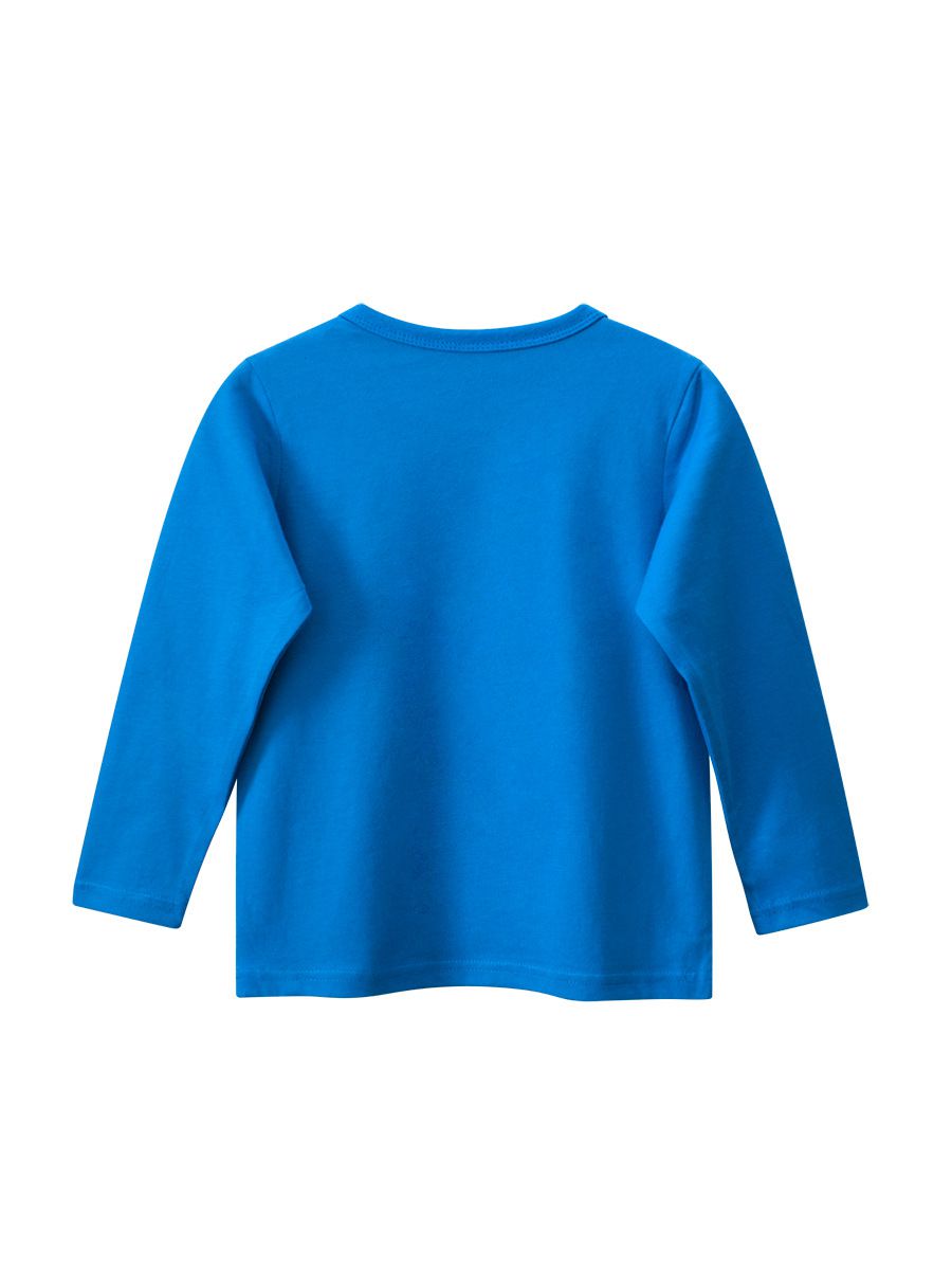 純棉圓領薄長袖上衣-調皮怪獸-藍色