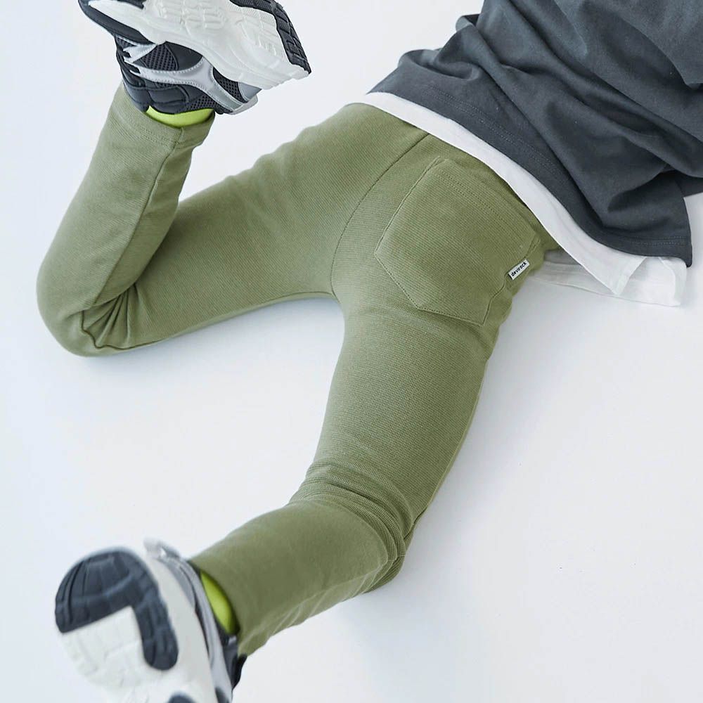 [熱銷定番] 超彈力抗毛球休閒長褲-軍綠