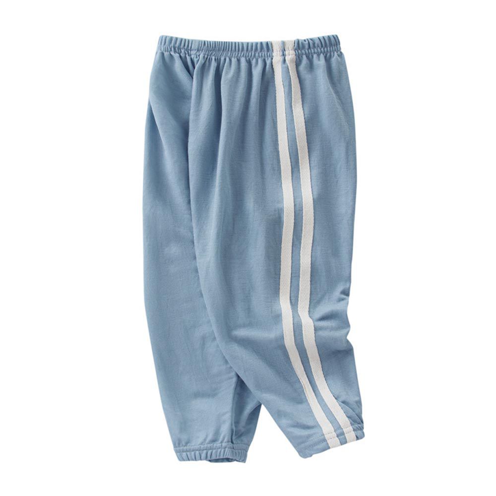 NC - 冰絲涼感運動風防蚊褲/空調褲-淺藍色