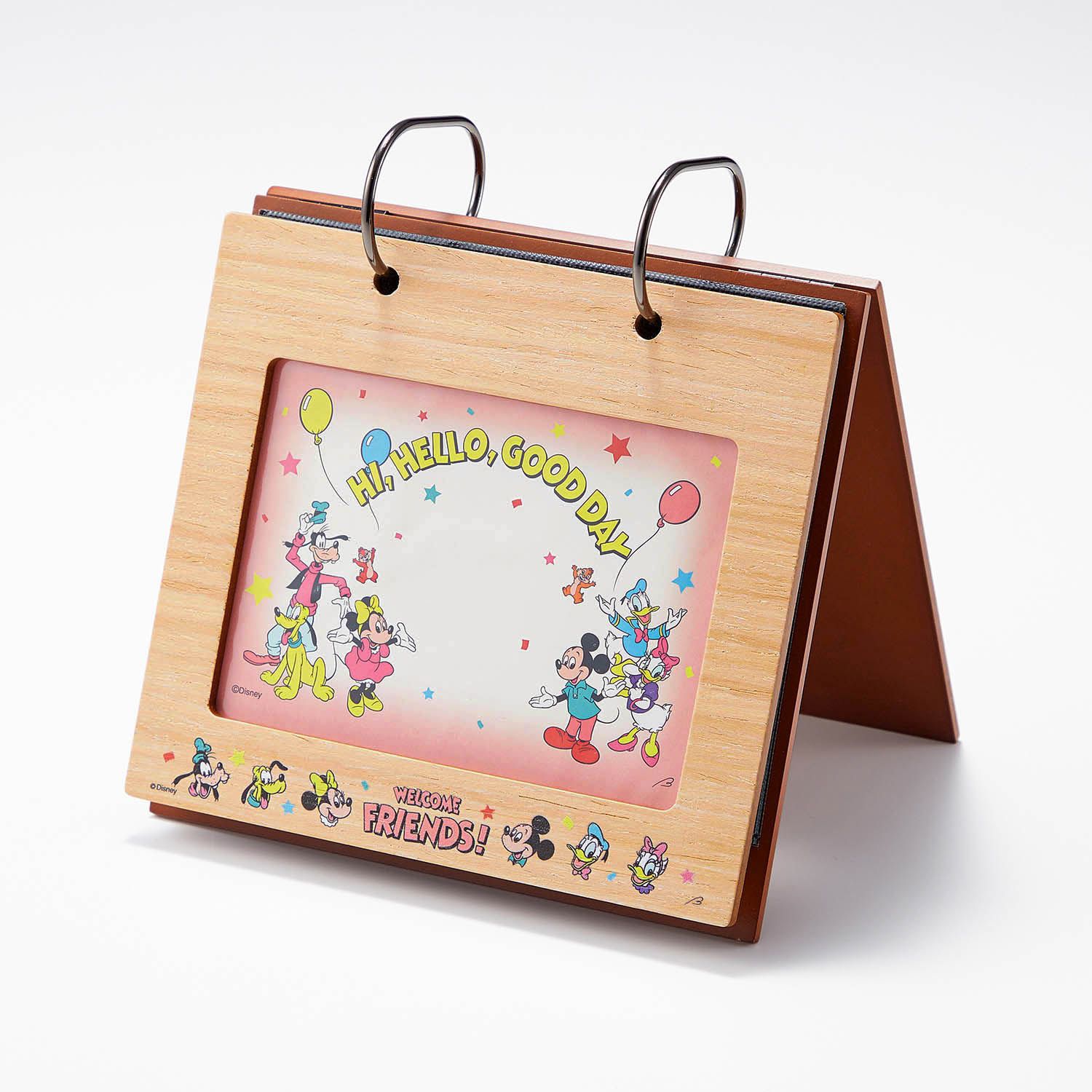 日本千趣會 - 聯名款 木紋相框型的明信片相本(50枚)-卡通人物維尼