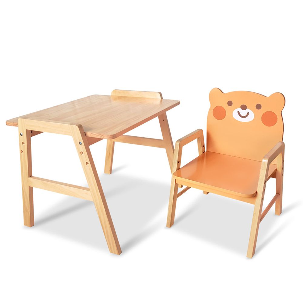 Kikimmy - 小熊原木升降桌椅組(一桌一椅)/兒童書桌椅