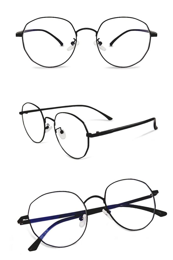 ALEGANT - 雀影黑幾何圓弧修飾多邊設計金屬框UV400濾藍光眼鏡